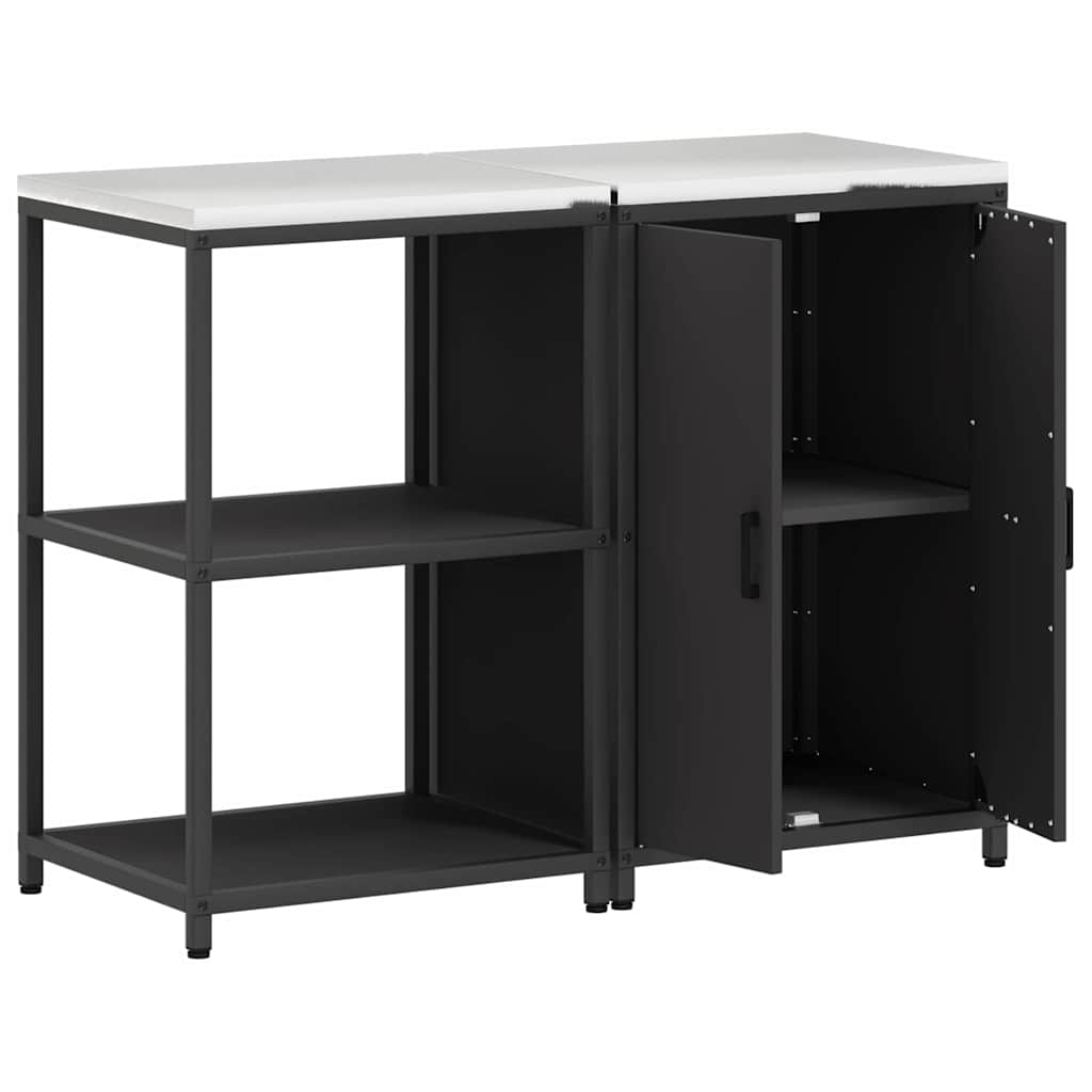 vidaXL Ensemble de rangement de cuisine avec étagère avec porte 2 pcs Noir