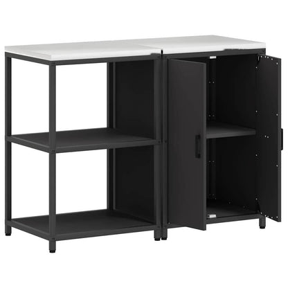vidaXL Ensemble de rangement de cuisine avec étagère avec porte 2 pcs Noir