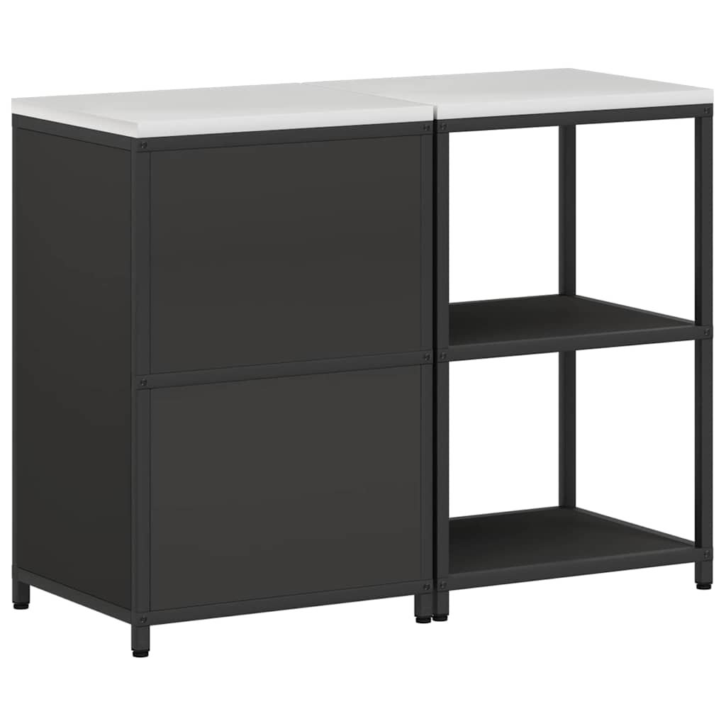 vidaXL Ensemble de rangement de cuisine avec étagère avec porte 2 pcs Noir