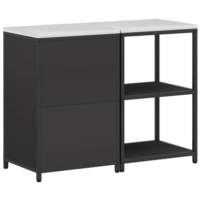 vidaXL Ensemble de rangement de cuisine avec étagère avec porte 2 pcs Noir