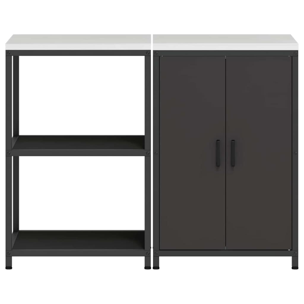 vidaXL Ensemble de rangement de cuisine avec étagère avec porte 2 pcs Noir