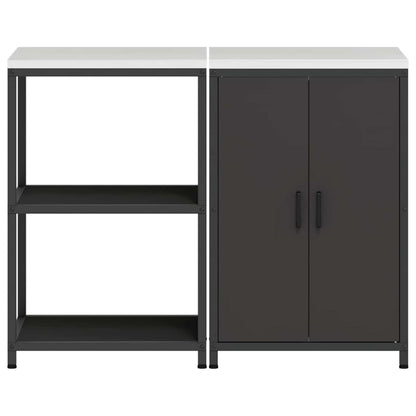 vidaXL Ensemble de rangement de cuisine avec étagère avec porte 2 pcs Noir