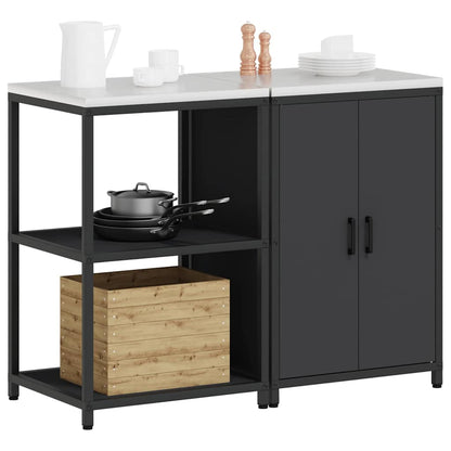 vidaXL Ensemble de rangement de cuisine avec étagère avec porte 2 pcs Noir