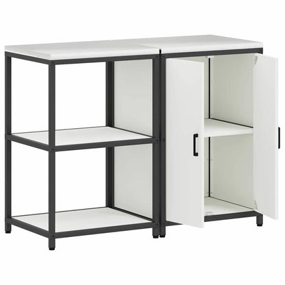 vidaXL Aufbewahrungsset für die Küche 2 pcs Weiß Kaltgewalzter Stahl