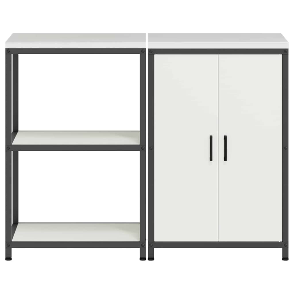 vidaXL Aufbewahrungsset für die Küche 2 pcs Weiß Kaltgewalzter Stahl