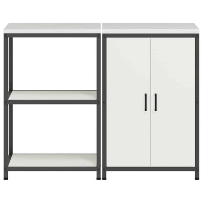 vidaXL Aufbewahrungsset für die Küche 2 pcs Weiß Kaltgewalzter Stahl