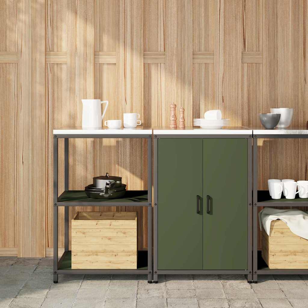 vidaXL Aufbewahrungsset für die Küche mit Regal 2 pcs Olive Grün