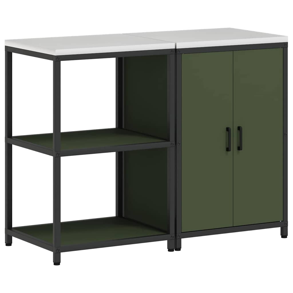 vidaXL Aufbewahrungsset für die Küche mit Regal 2 pcs Olive Grün