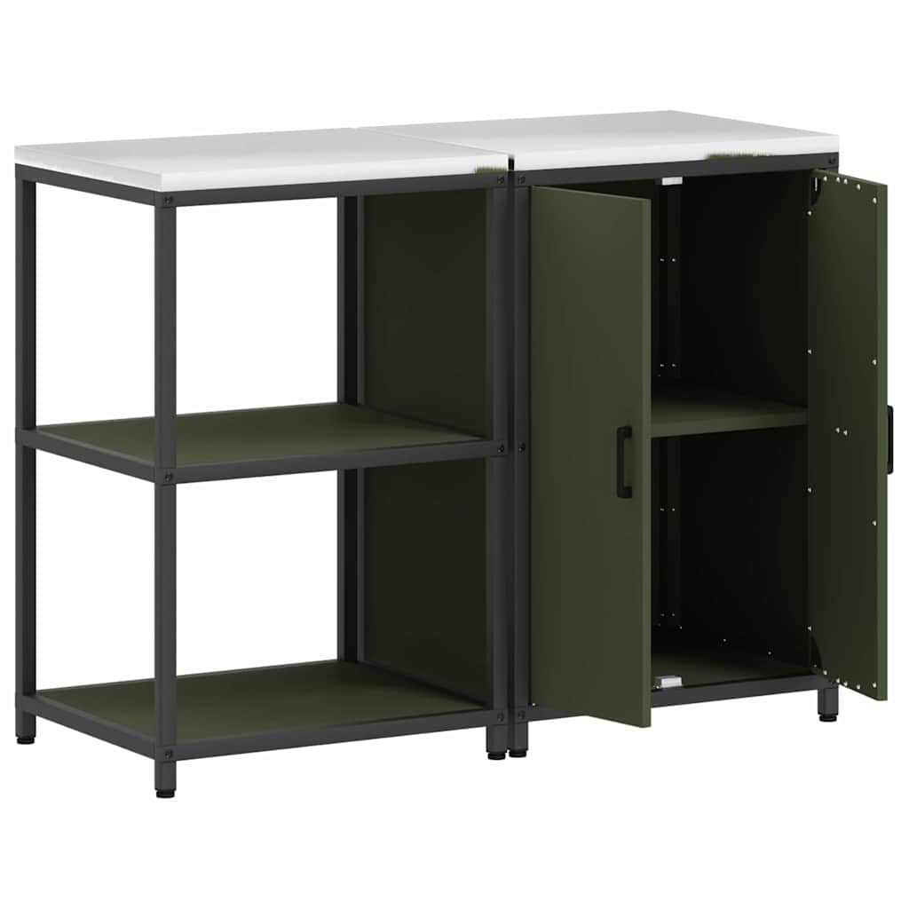vidaXL Aufbewahrungsset für die Küche mit Regal 2 pcs Olive Grün