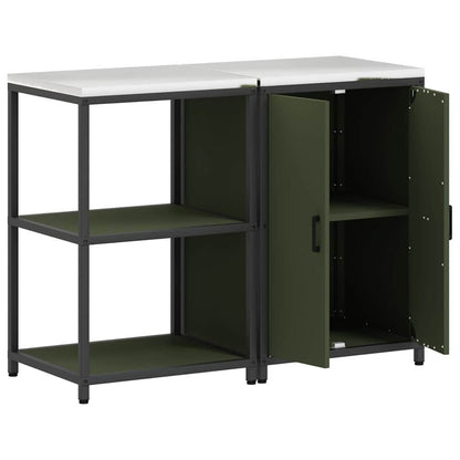 vidaXL Aufbewahrungsset für die Küche mit Regal 2 pcs Olive Grün