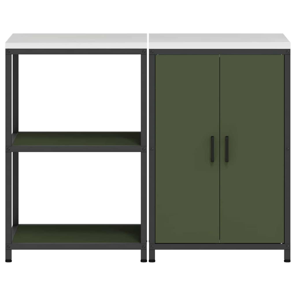 vidaXL Aufbewahrungsset für die Küche mit Regal 2 pcs Olive Grün