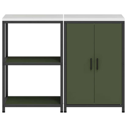 vidaXL Aufbewahrungsset für die Küche mit Regal 2 pcs Olive Grün
