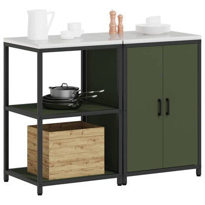 vidaXL Aufbewahrungsset für die Küche mit Regal 2 pcs Olive Grün