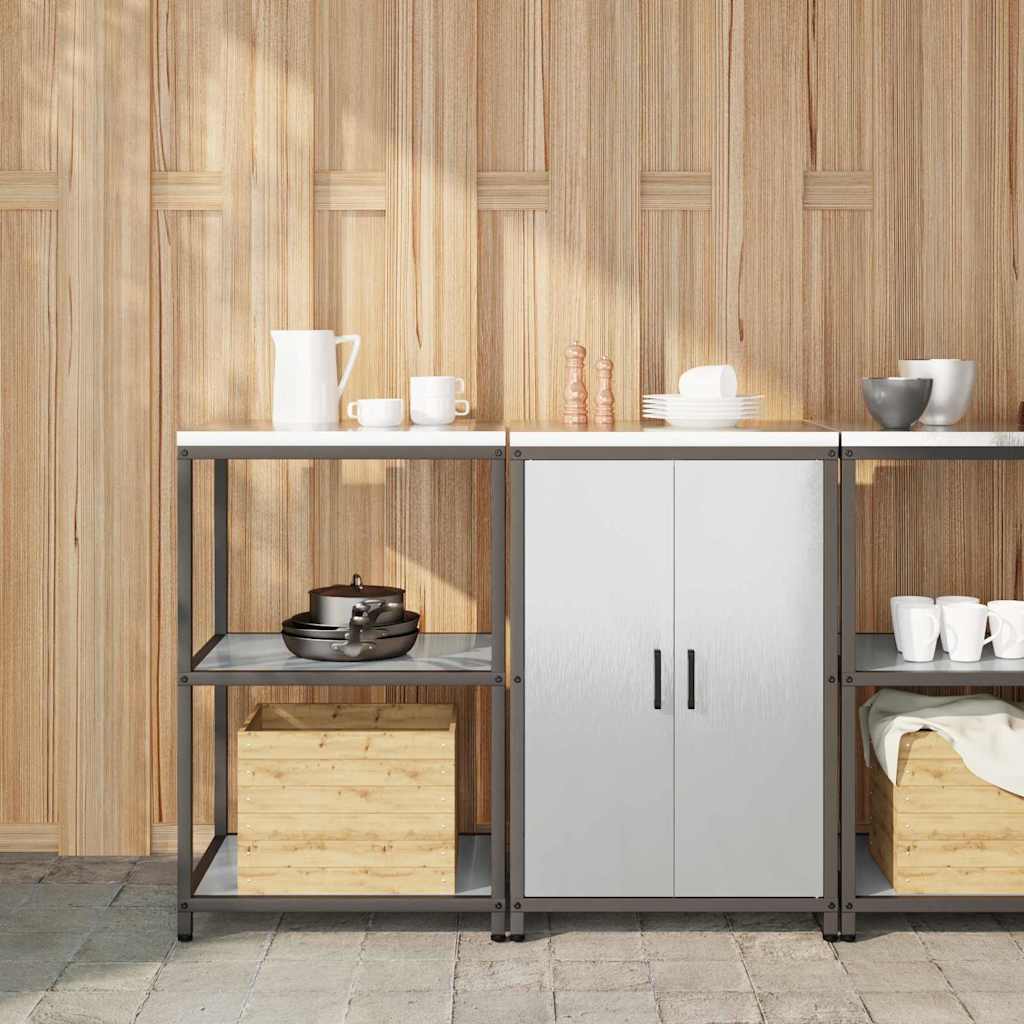 vidaXL Aufbewahrungsset für die Küche mit Regal 2 pcs Silber Edelstahl