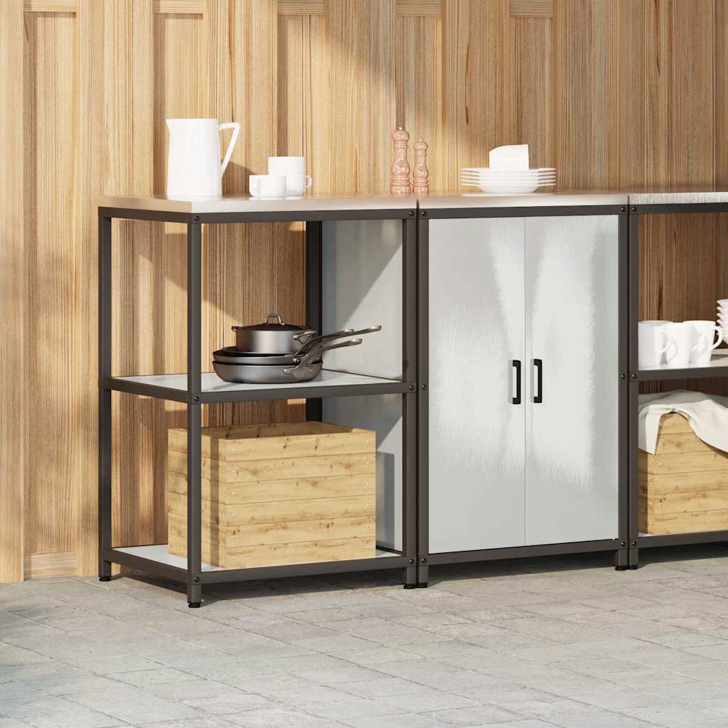 vidaXL Aufbewahrungsset für die Küche mit Regal 2 pcs Silber Edelstahl