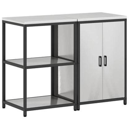 vidaXL Aufbewahrungsset für die Küche mit Regal 2 pcs Silber Edelstahl