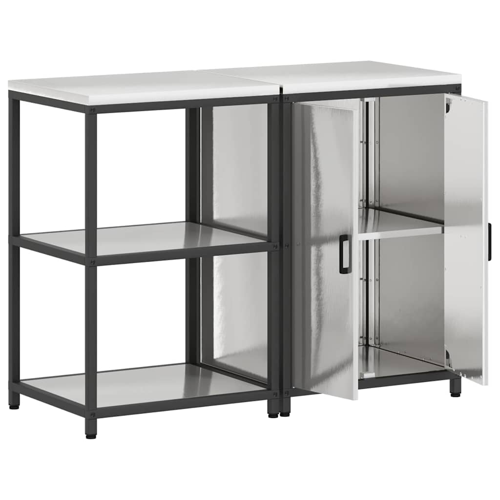 vidaXL Aufbewahrungsset für die Küche mit Regal 2 pcs Silber Edelstahl