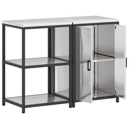 vidaXL Aufbewahrungsset für die Küche mit Regal 2 pcs Silber Edelstahl