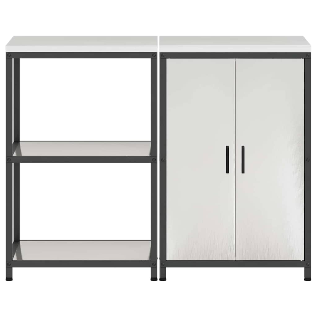 vidaXL Aufbewahrungsset für die Küche mit Regal 2 pcs Silber Edelstahl