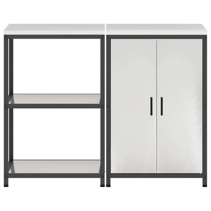vidaXL Aufbewahrungsset für die Küche mit Regal 2 pcs Silber Edelstahl