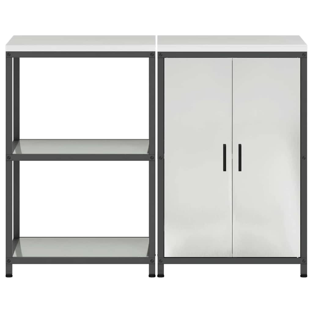 vidaXL Aufbewahrungsset für die Küche 2 pcs Silber Verzinkter Stahl