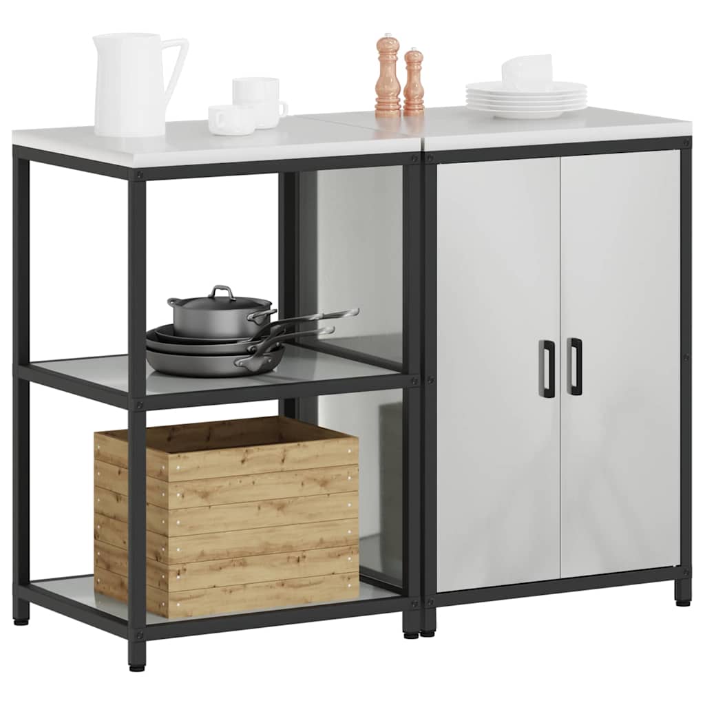 vidaXL Aufbewahrungsset für die Küche 2 pcs Silber Verzinkter Stahl