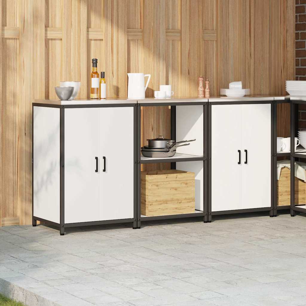 vidaXL Aufbewahrungsset für die Küche 3 pcs Weiß Kaltgewalzter Stahl