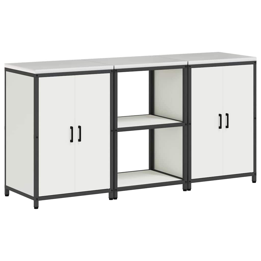 vidaXL Aufbewahrungsset für die Küche 3 pcs Weiß Kaltgewalzter Stahl