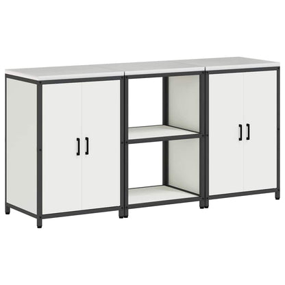 vidaXL Aufbewahrungsset für die Küche 3 pcs Weiß Kaltgewalzter Stahl
