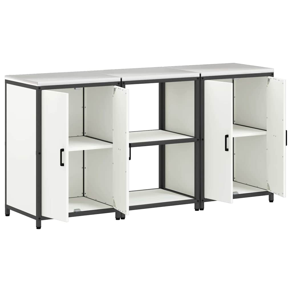 vidaXL Aufbewahrungsset für die Küche 3 pcs Weiß Kaltgewalzter Stahl