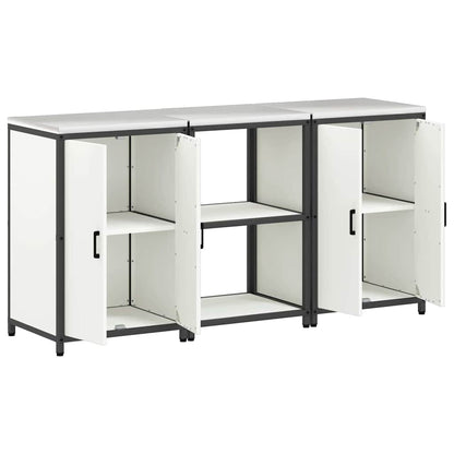 vidaXL Aufbewahrungsset für die Küche 3 pcs Weiß Kaltgewalzter Stahl