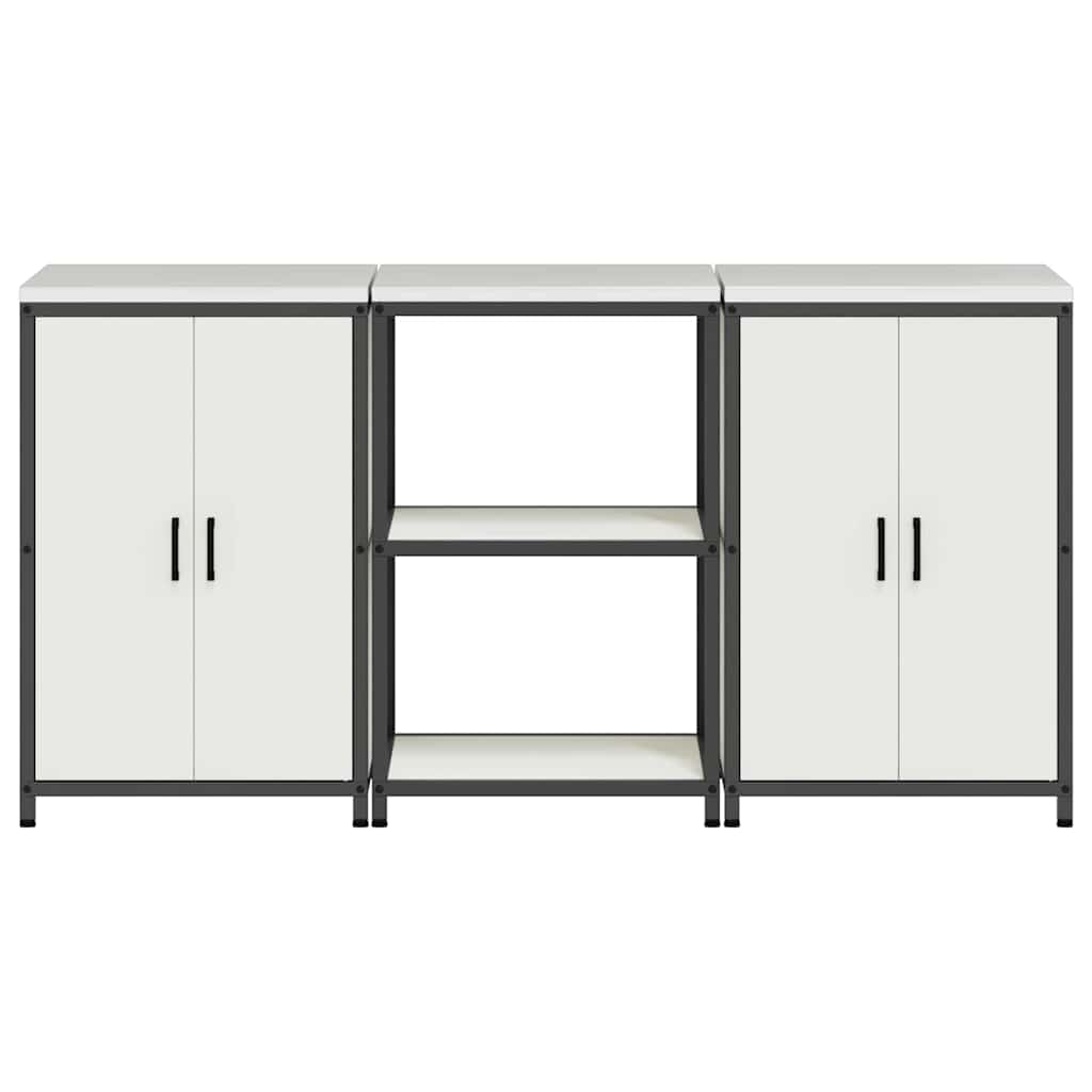 vidaXL Aufbewahrungsset für die Küche 3 pcs Weiß Kaltgewalzter Stahl