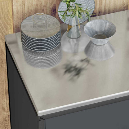 vidaXL Ensemble de rangement de cuisine avec étagère 3 pcs Anthracite