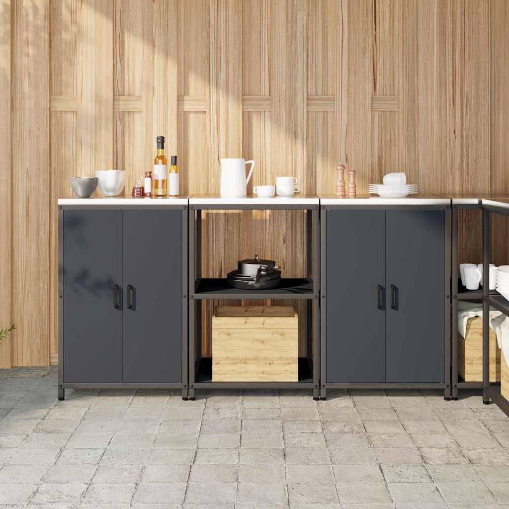 vidaXL Ensemble de rangement de cuisine avec étagère 3 pcs Anthracite