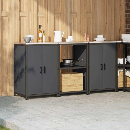 vidaXL Ensemble de rangement de cuisine avec étagère 3 pcs Anthracite