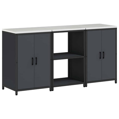 vidaXL Ensemble de rangement de cuisine avec étagère 3 pcs Anthracite