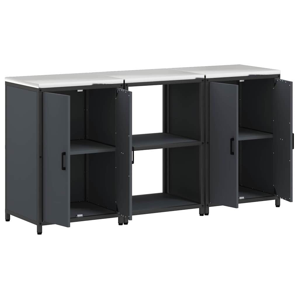 vidaXL Ensemble de rangement de cuisine avec étagère 3 pcs Anthracite