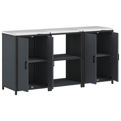 vidaXL Ensemble de rangement de cuisine avec étagère 3 pcs Anthracite