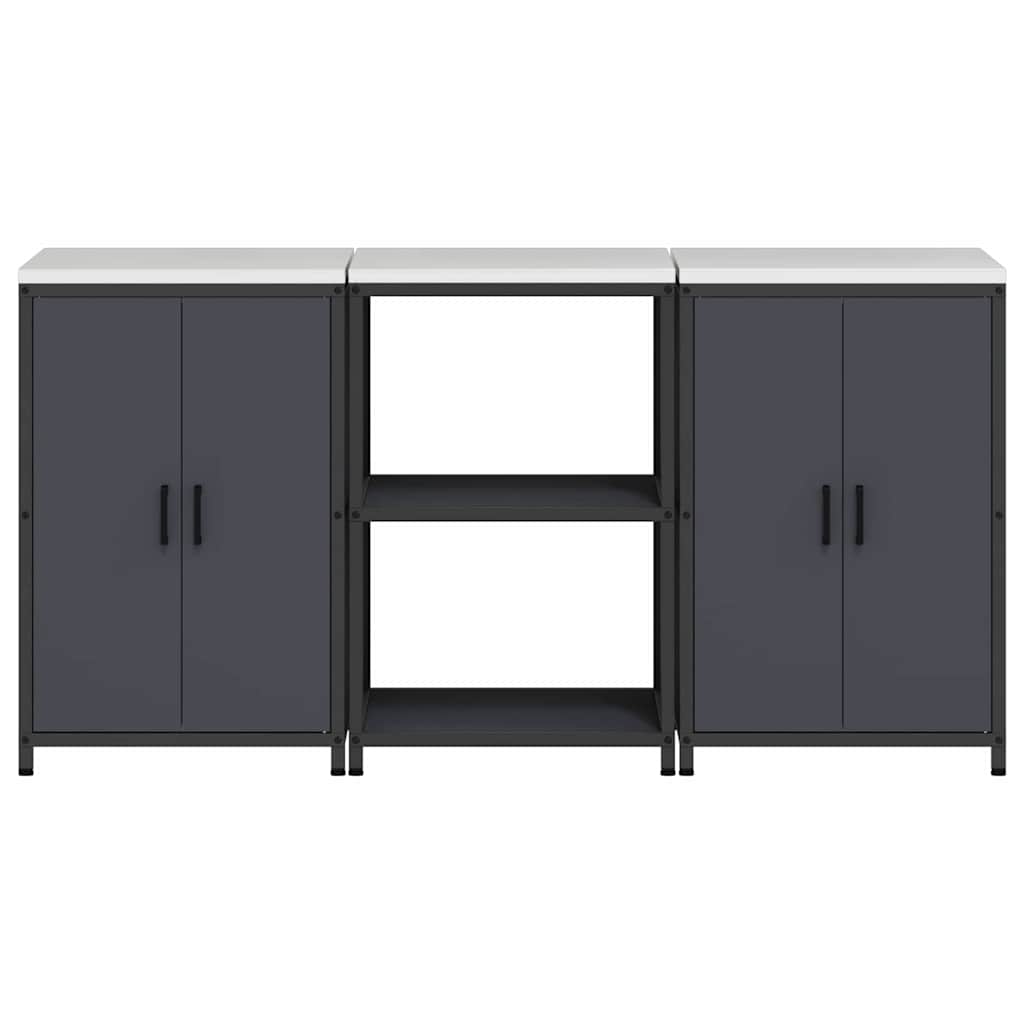 vidaXL Ensemble de rangement de cuisine avec étagère 3 pcs Anthracite