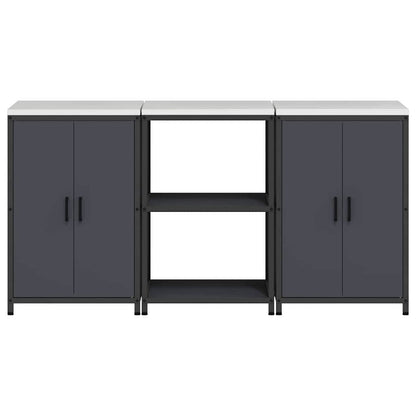 vidaXL Ensemble de rangement de cuisine avec étagère 3 pcs Anthracite