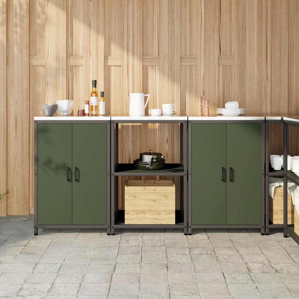 vidaXL Aufbewahrungsset für die Küche mit Regal 3 pcs Olive Grün