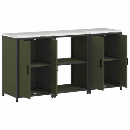 vidaXL Aufbewahrungsset für die Küche mit Regal 3 pcs Olive Grün
