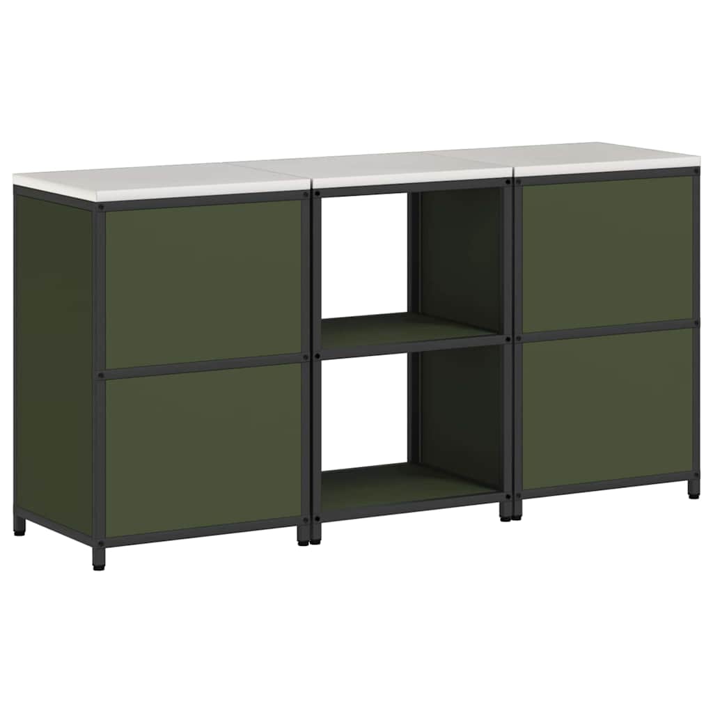 vidaXL Aufbewahrungsset für die Küche mit Regal 3 pcs Olive Grün