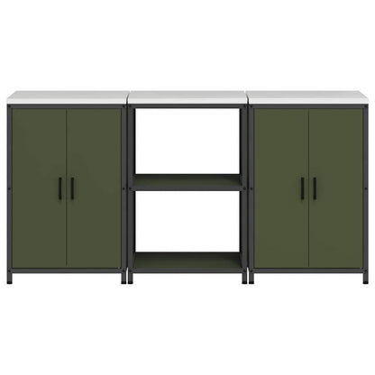 vidaXL Aufbewahrungsset für die Küche mit Regal 3 pcs Olive Grün
