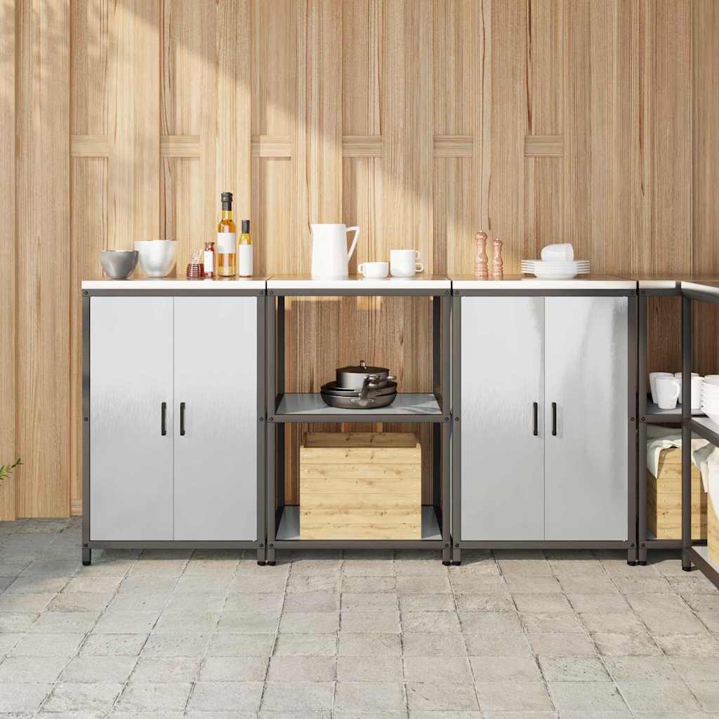 Aufbewahrungsset für die Küche mit Regal 3 pcs Silber Edelstahl