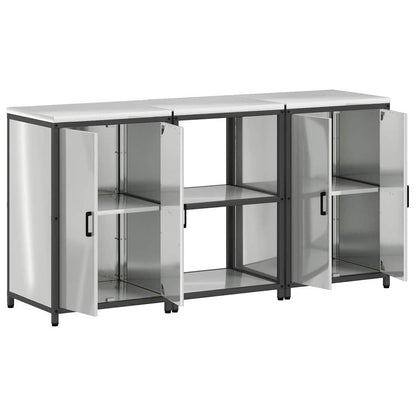 vidaXL Aufbewahrungsset für die Küche 3 pcs Silber Verzinkter Stahl