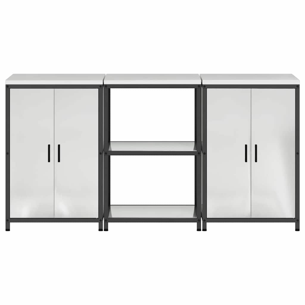 vidaXL Aufbewahrungsset für die Küche 3 pcs Silber Verzinkter Stahl