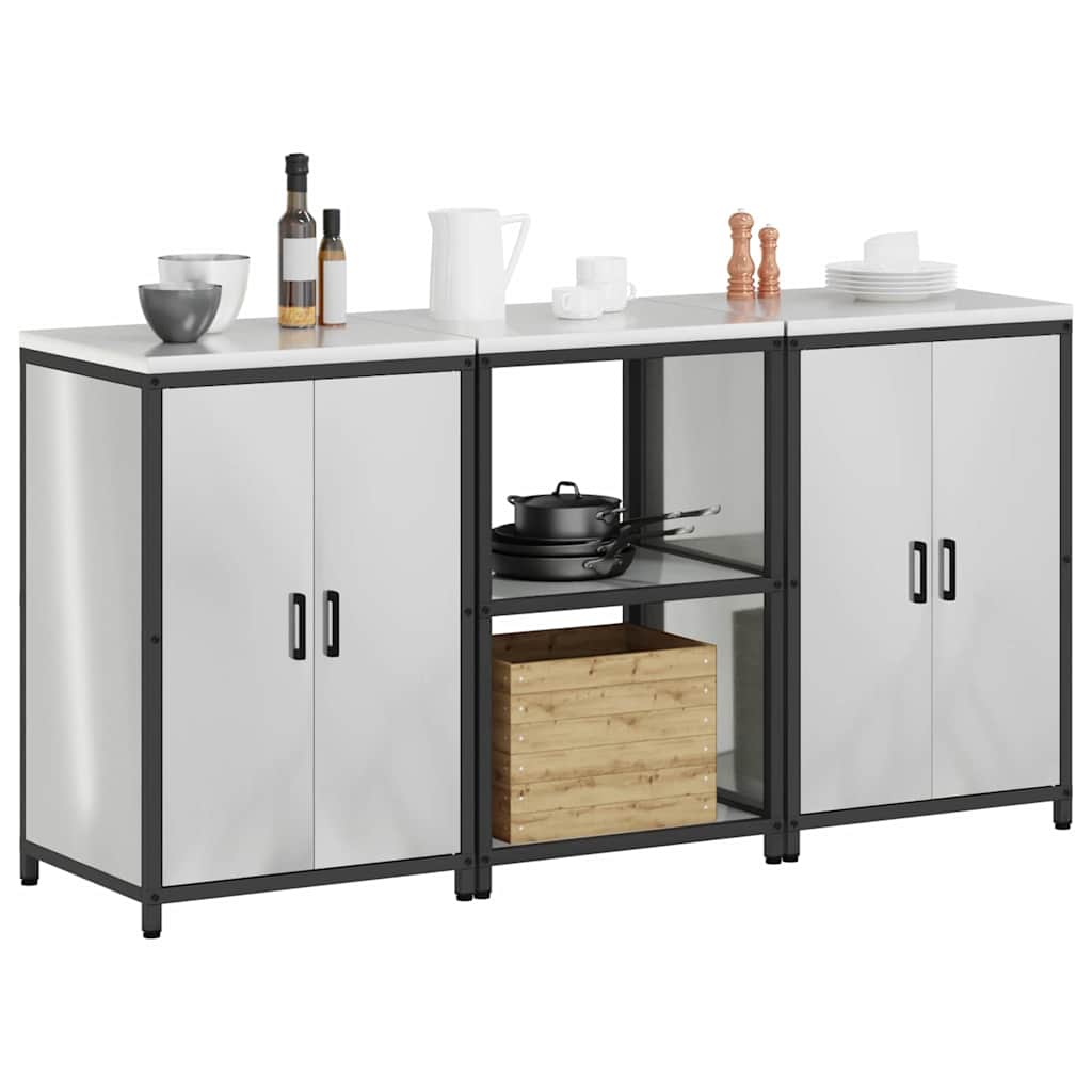 vidaXL Aufbewahrungsset für die Küche 3 pcs Silber Verzinkter Stahl