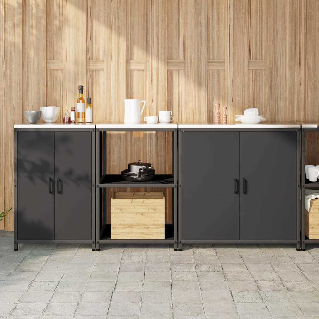 vidaXL Aufbewahrungsset für die Küche mit Regal mit Tür 3 pcs Schwarz