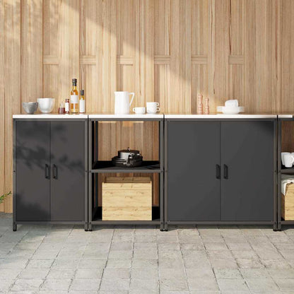 vidaXL Aufbewahrungsset für die Küche mit Regal mit Tür 3 pcs Schwarz